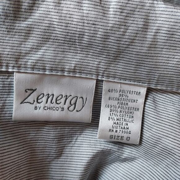 Zenergy by Chico's Silver Short Sleeve Zip Blouse - Picture 10 of 10